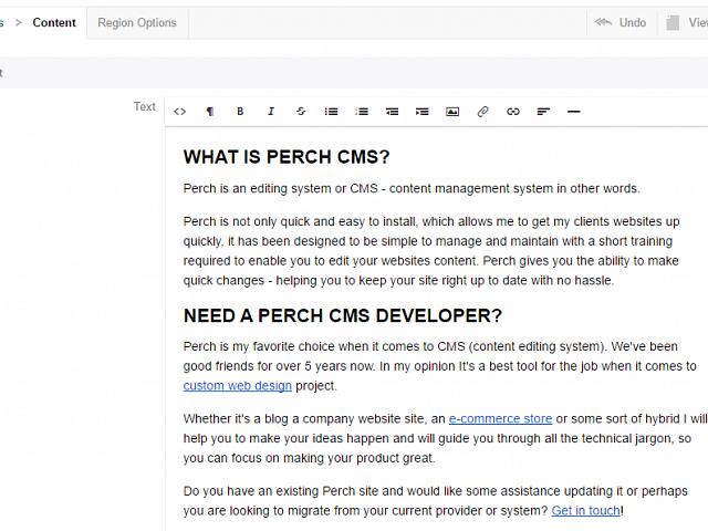 This entire website is Powered by Perch CMS.